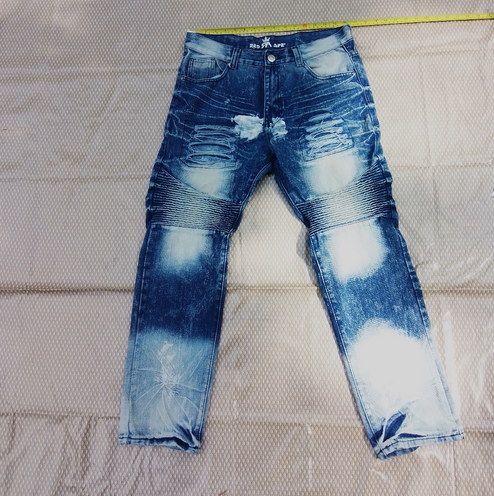 Red Ape distressed/bleached/painted jeans (pre-loved)
